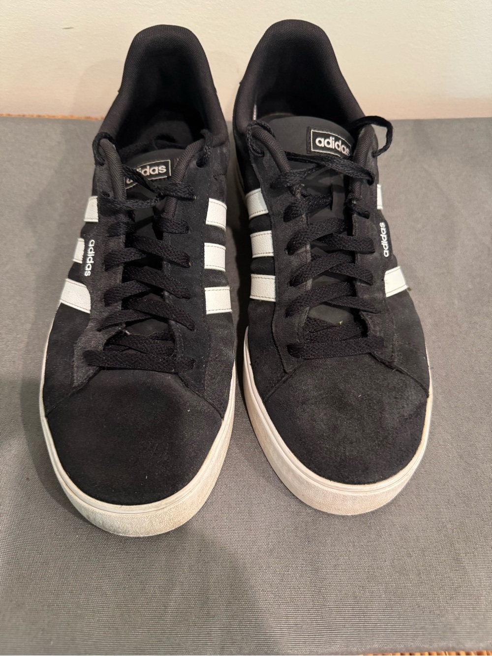 Adidas Men’s Daily 3.0 Black Suede Casual Sneakers with White Stripes SIze 12